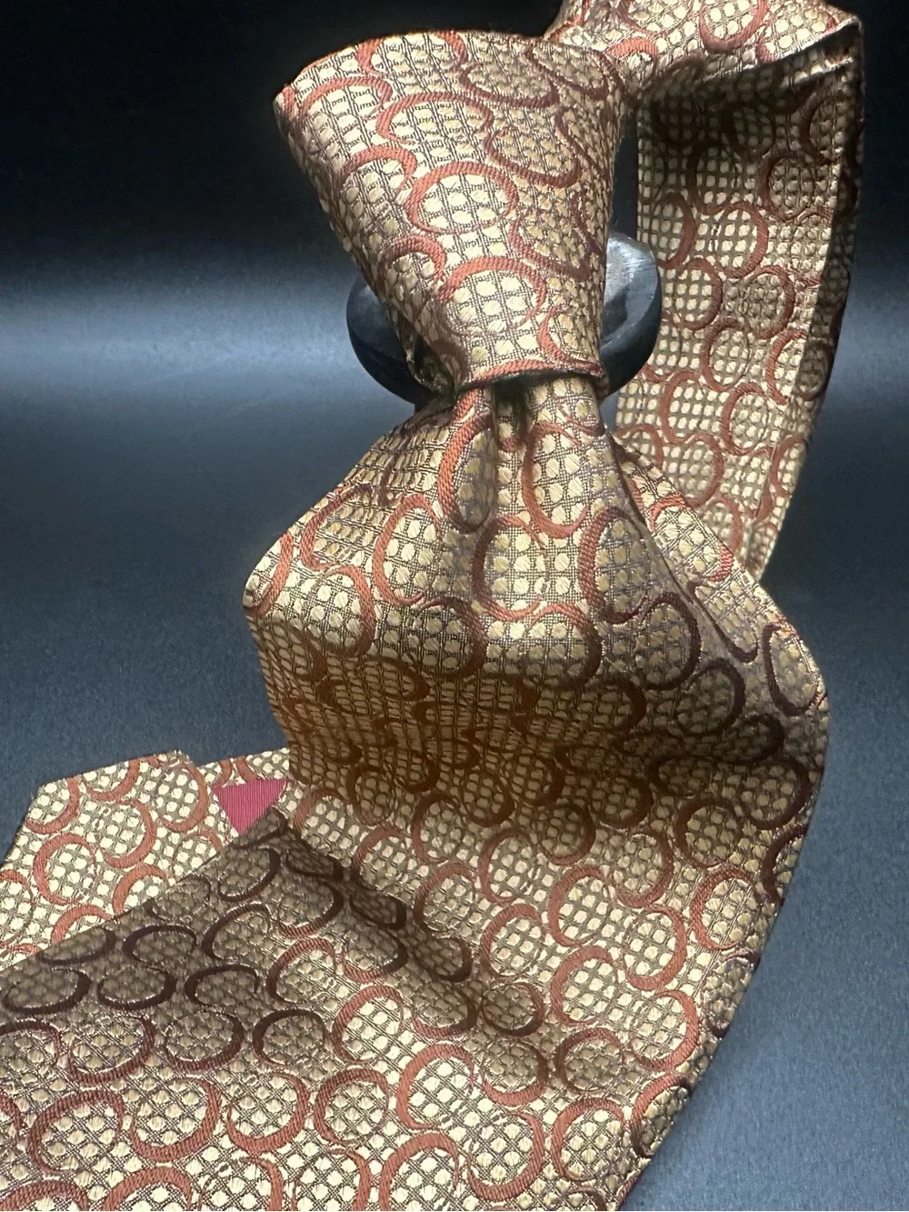XVMT for Nordstrom — Burgundy & Cream Quatrefoil Knit Silk Tie, Hand Sewn